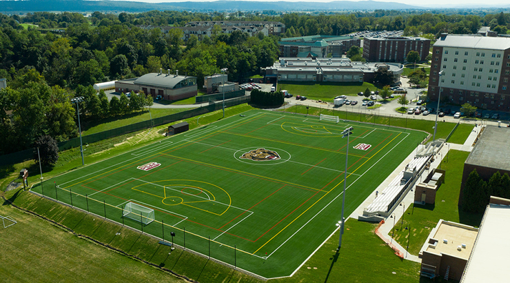 Aerial view of KU soccer field.