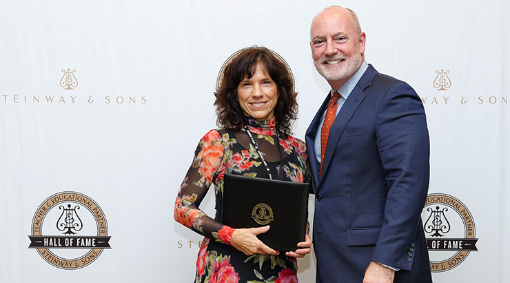 (left to right) Dr. Maria Asteriadou, Steinway and Sons President Gavin English