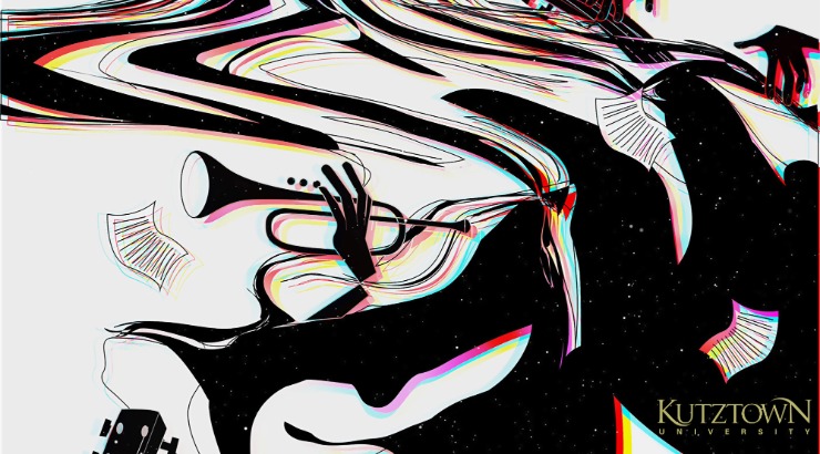 Jazz artwork with Kutztown University logo in corner