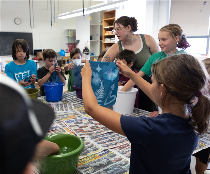 Children from the Kutztown community during KU Arts Society and the CVPA Art Education Department art camp