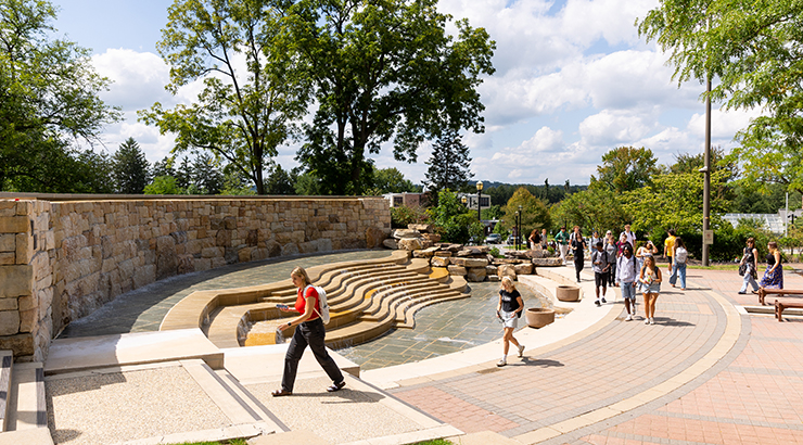 Students walking on campus