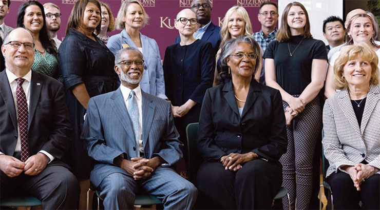Front row left to right: Dr. Kenneth S. Hawkinson, president of Kutztown University; State Senator Art Haywood (D-Philadelphia/Montgomery); Dr. Denise Pearson, vice chancellor and chief diversity, equity and inclusion officer at PASSHE; State Senator Judy Schwank (D-Berks).