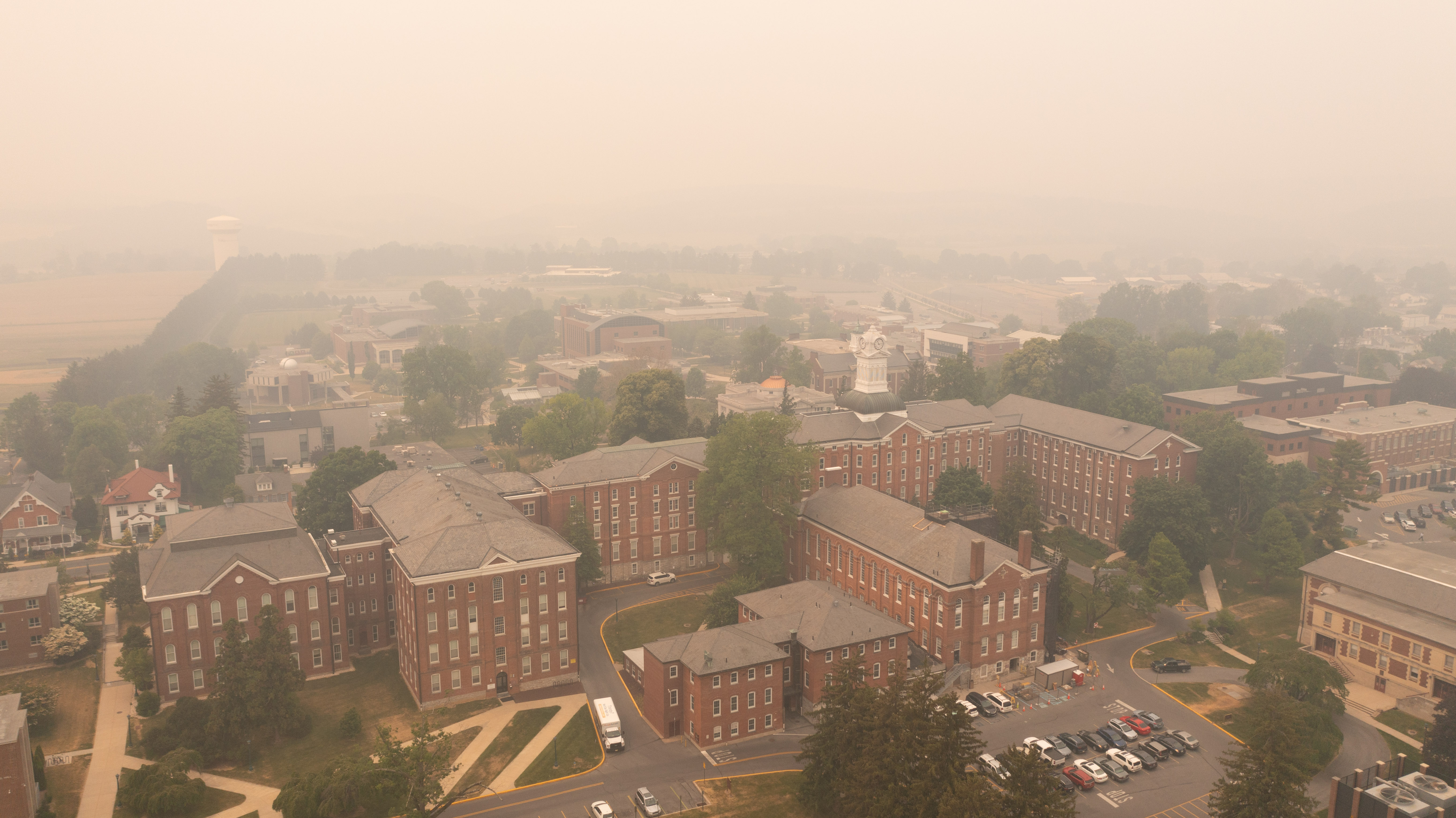 2023 picture of KU and smoke from wildfires