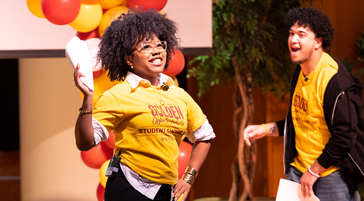 Students hosting Student Showcase