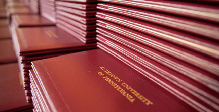 rows of diplomas