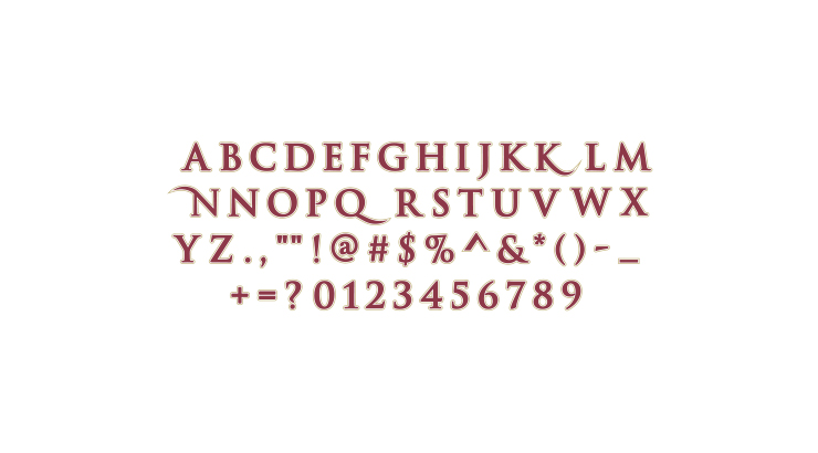 Maroon Alphabet (with Gold Outline)