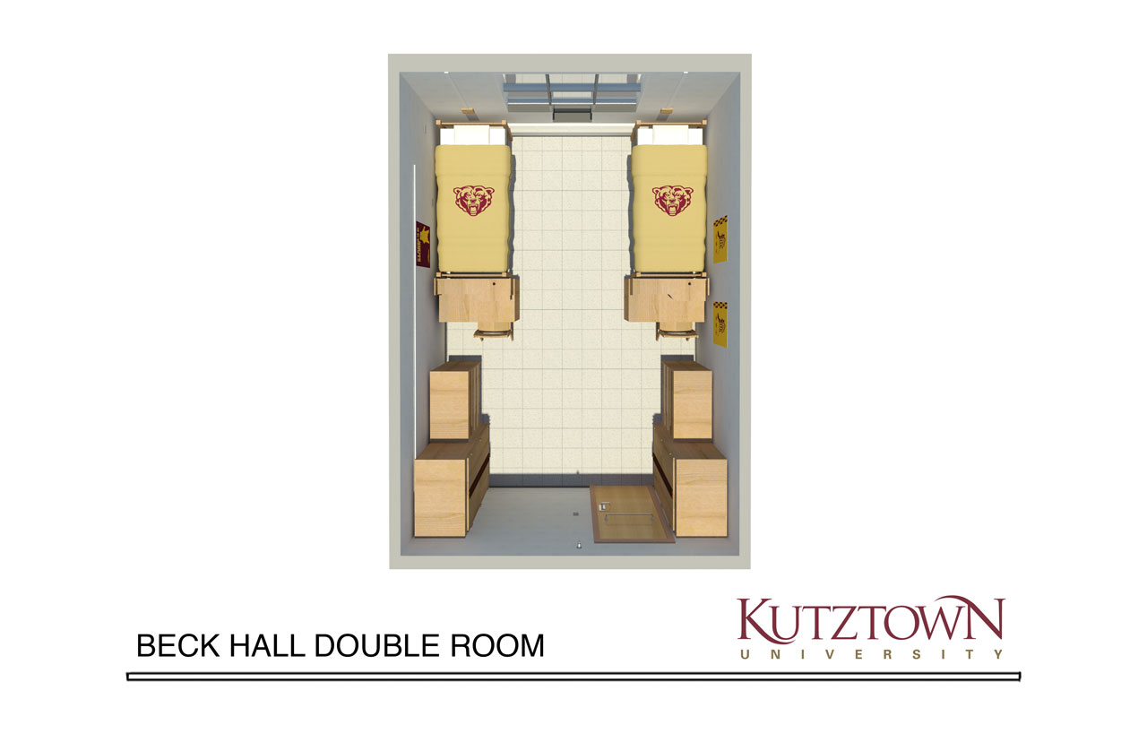 Artist rendering of beck hall single room