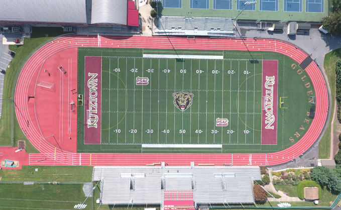 Overhead shot of empty Andre Reed stadium 