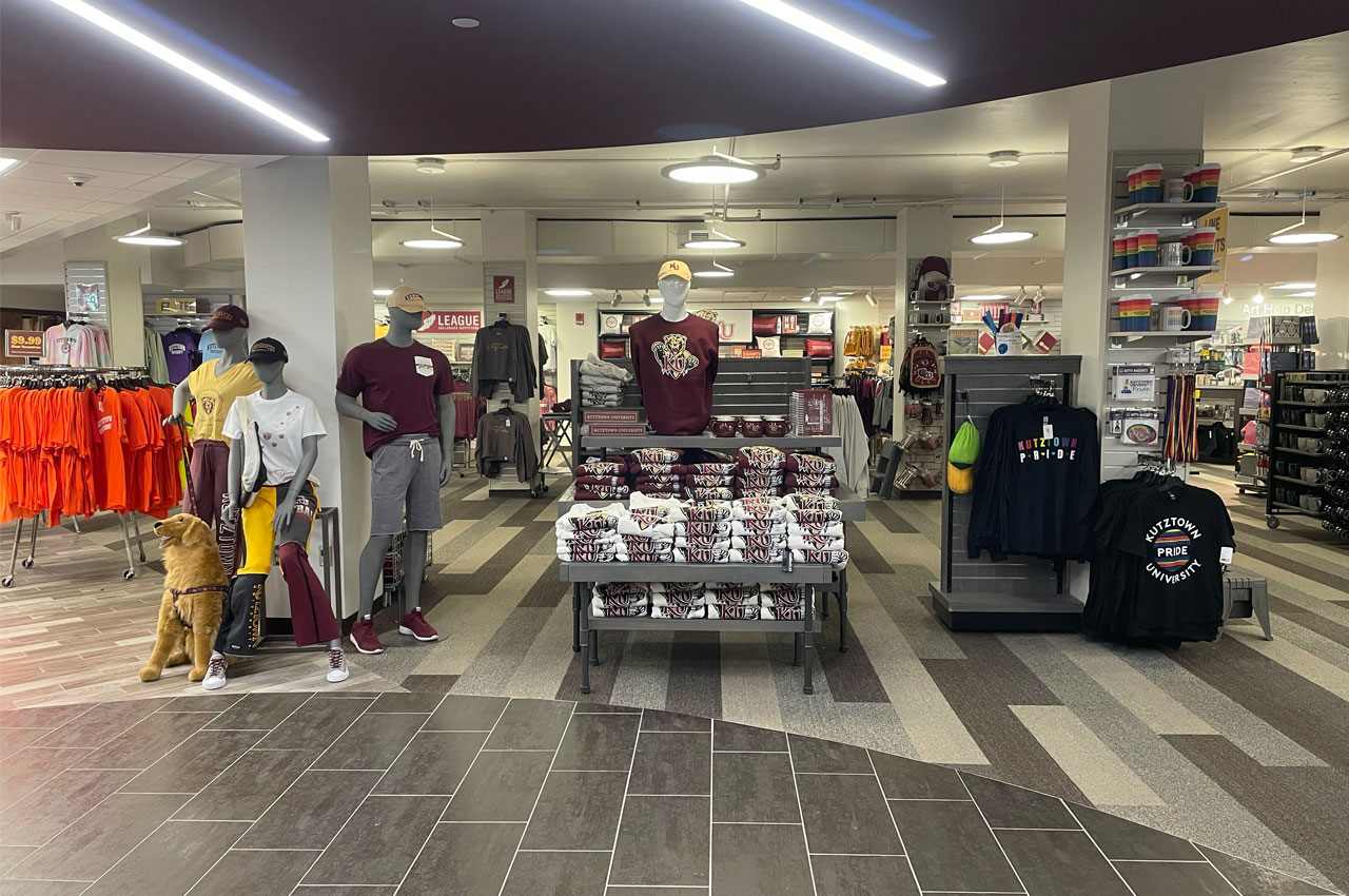 KU merchandise display inside of the campus store