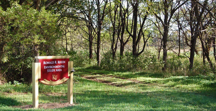 Ronald R. Rhein Environmental Study Area entrance and welcome sign