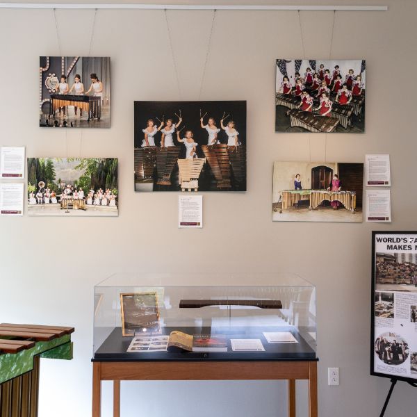 A gallery of images displaying research and history inside the Wells-Rapp Center