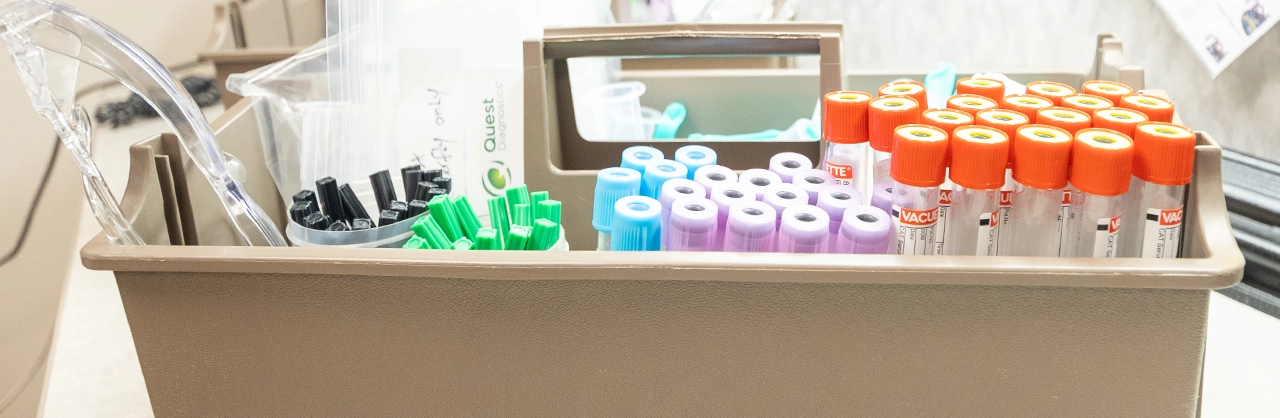 Image of a container of vials for taking medical samples