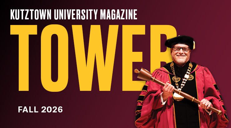 Kutztown University Magazine Tower Fall 2026 with Dr. Cavalier on the cover