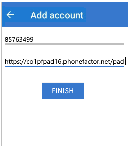 Add account prompt on the Microsoft Authenticator mobile app where you would enter the code and URL information listed below the QR code.